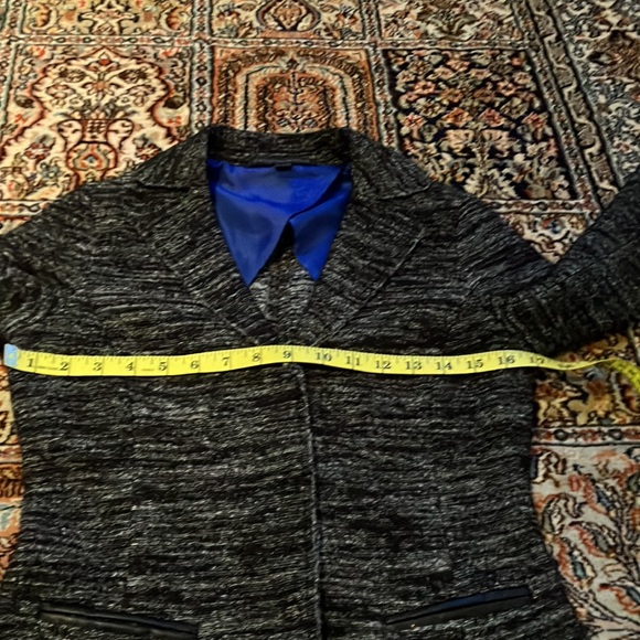 Fabulous black with white lines wool blend jacket with snap front. - Picture 15 of 15